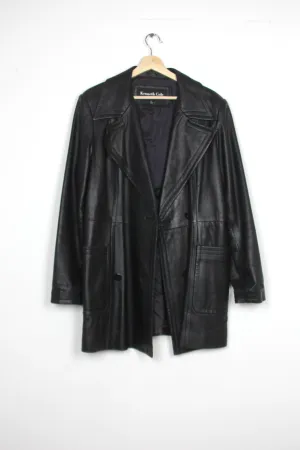 Kenneth Cole long leather trench