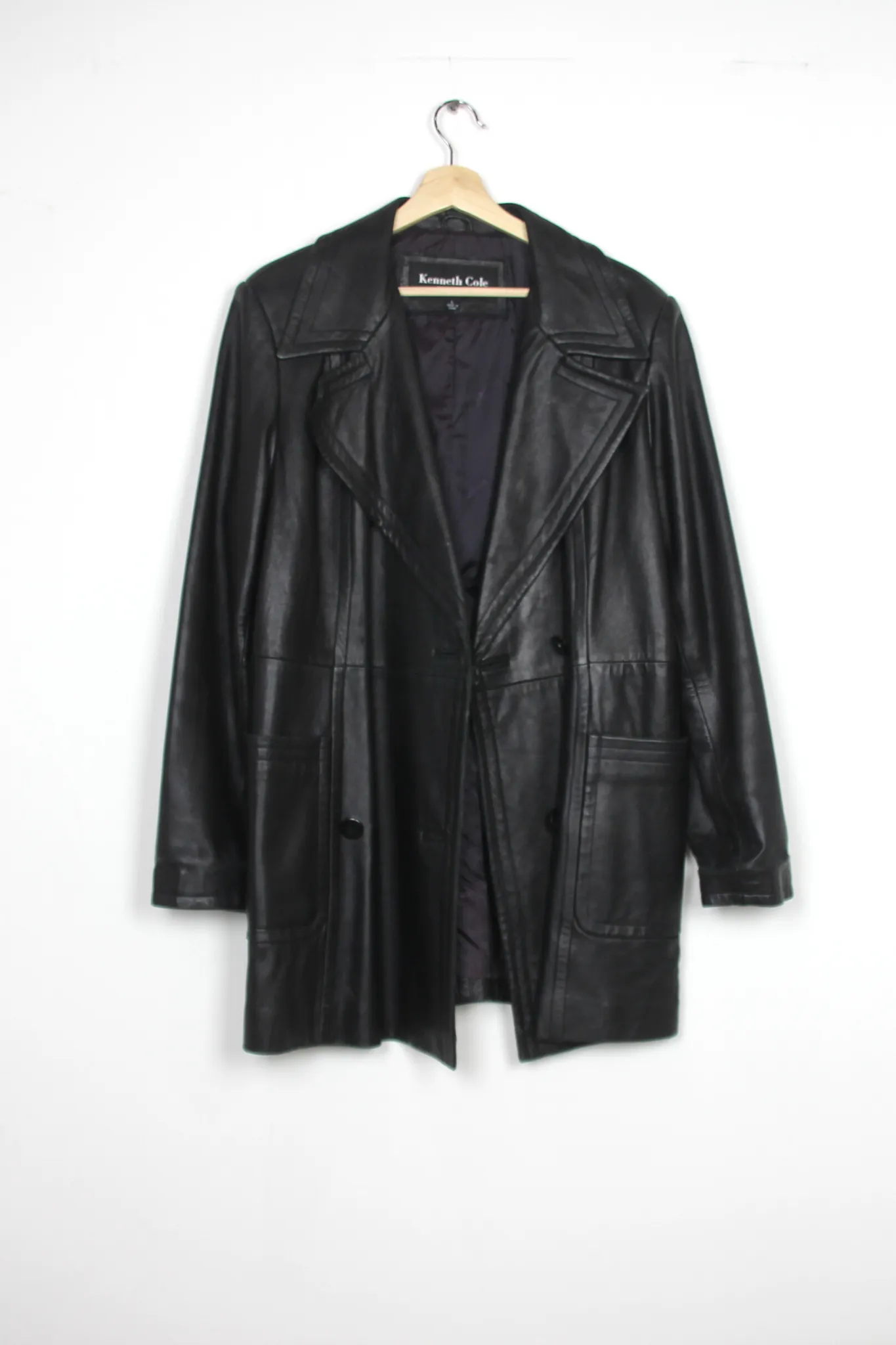 Kenneth Cole long leather trench