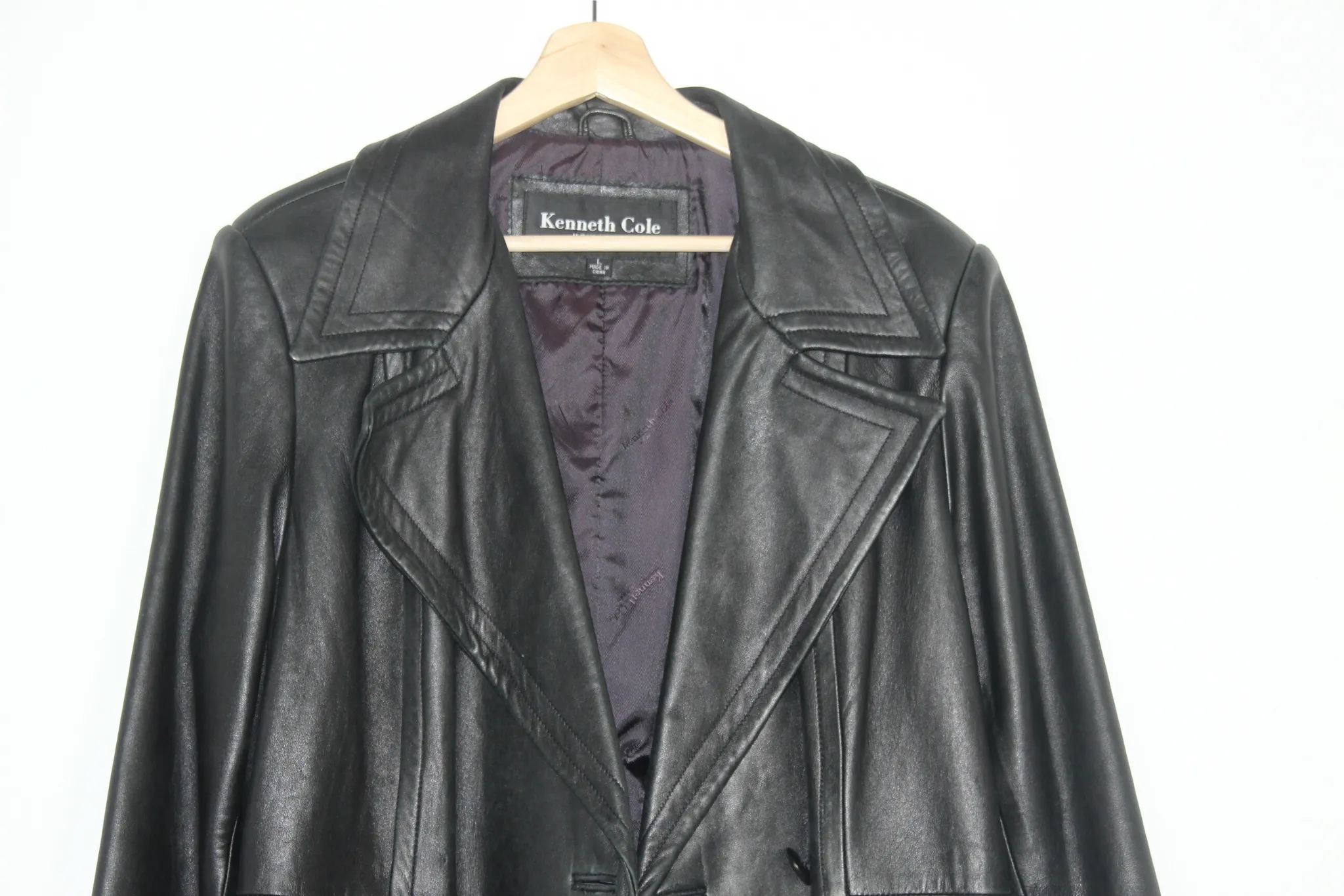 Kenneth Cole long leather trench