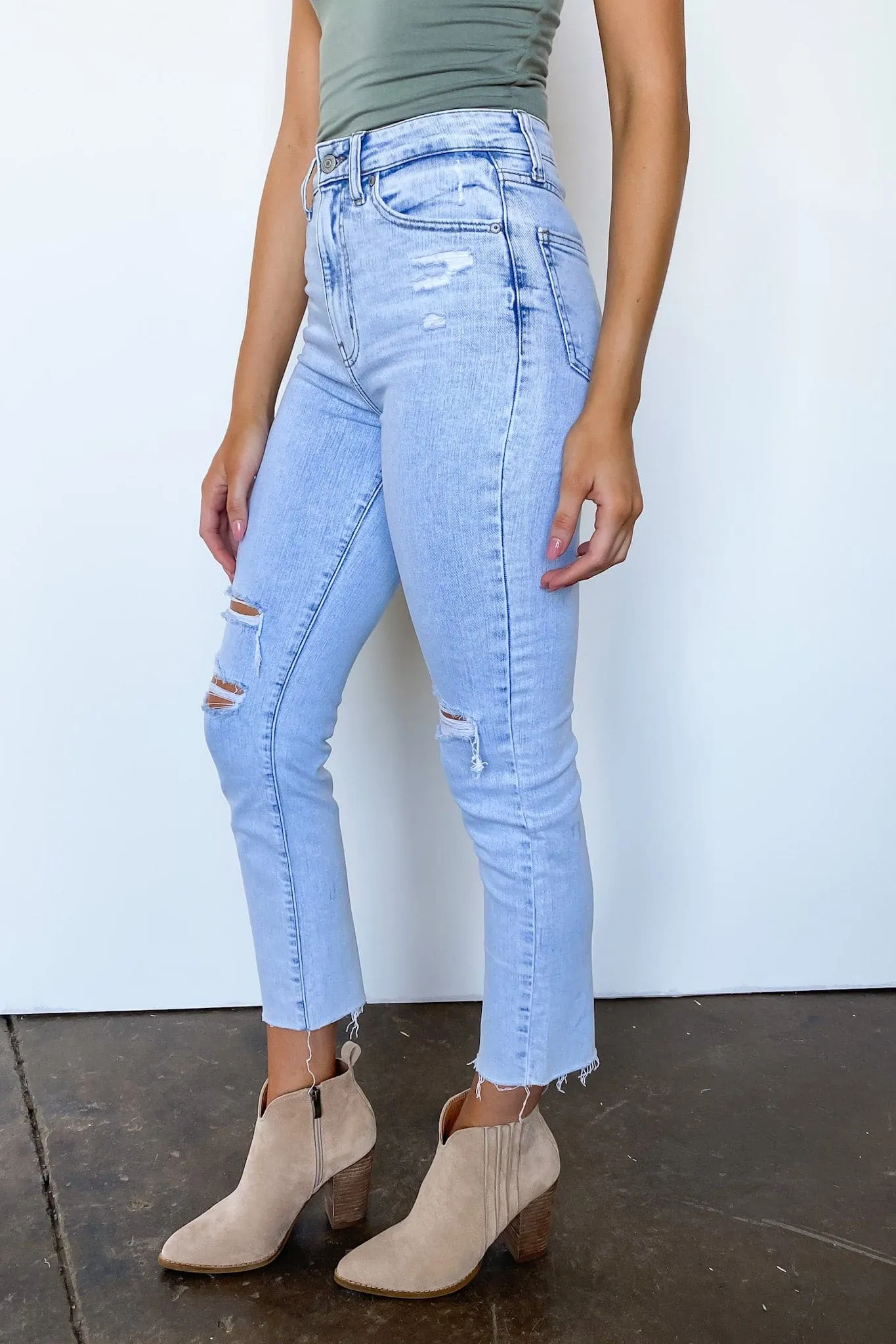 Kiss and Tell Ultra High Rise Straight Distressed Jeans - FINAL SALE