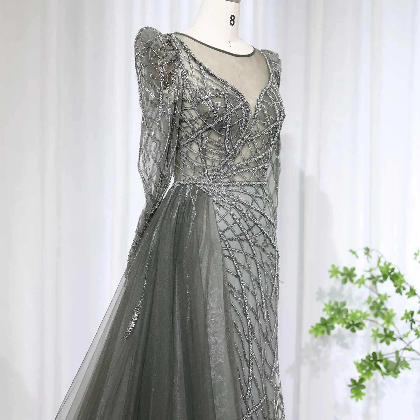 Luxury Gold Mermaid Evening Dresses with Overskirt SS048
