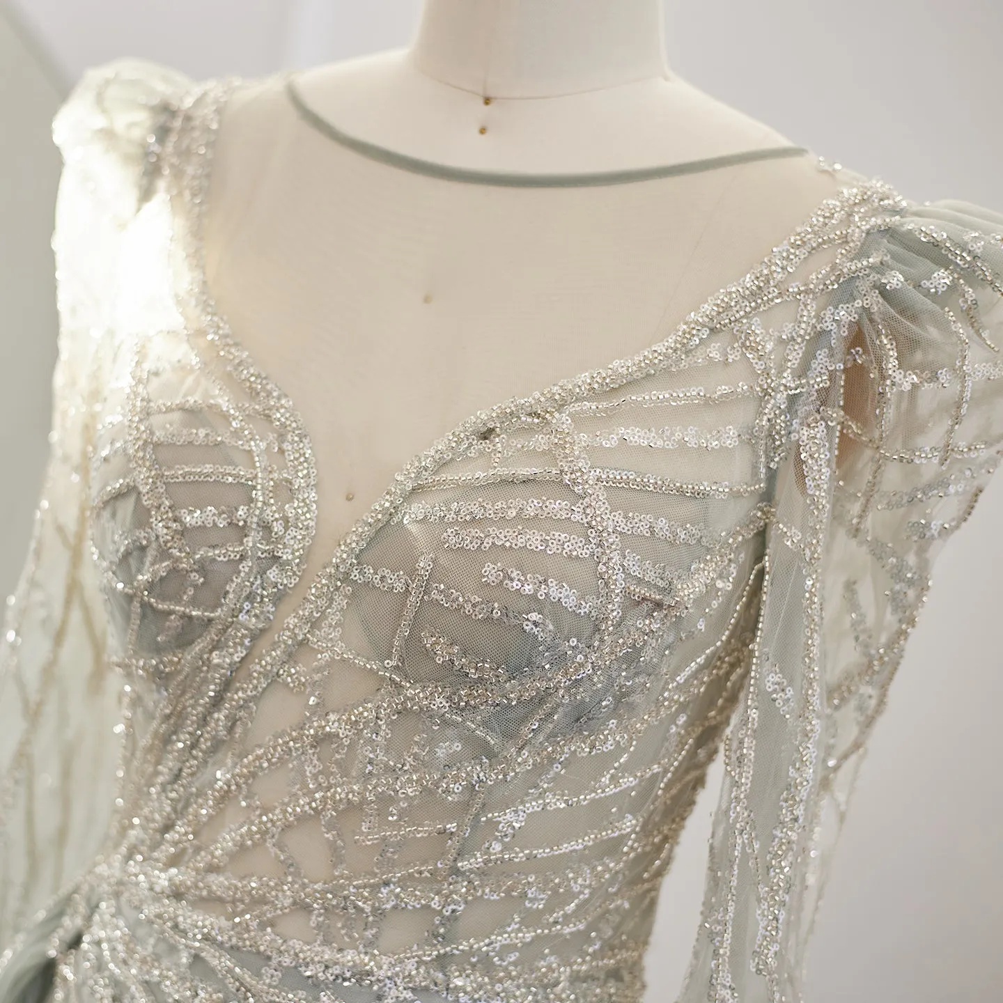 Luxury Gold Mermaid Evening Dresses with Overskirt SS048
