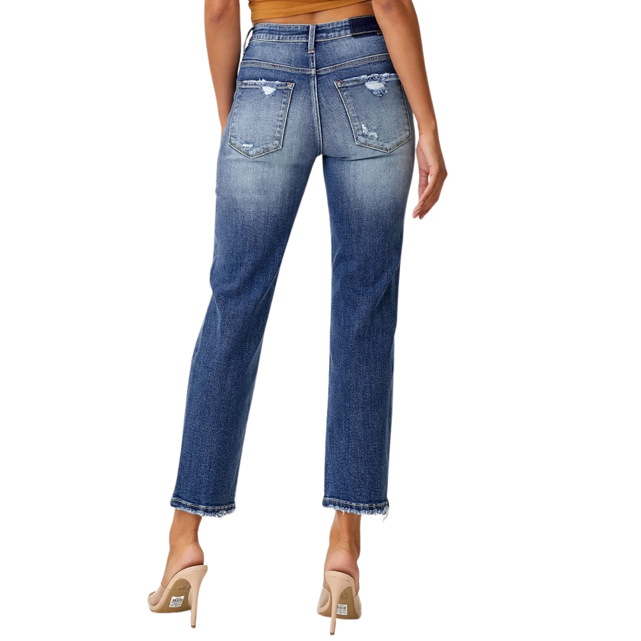 Mid Rise Distressed Boyfriend Jeans