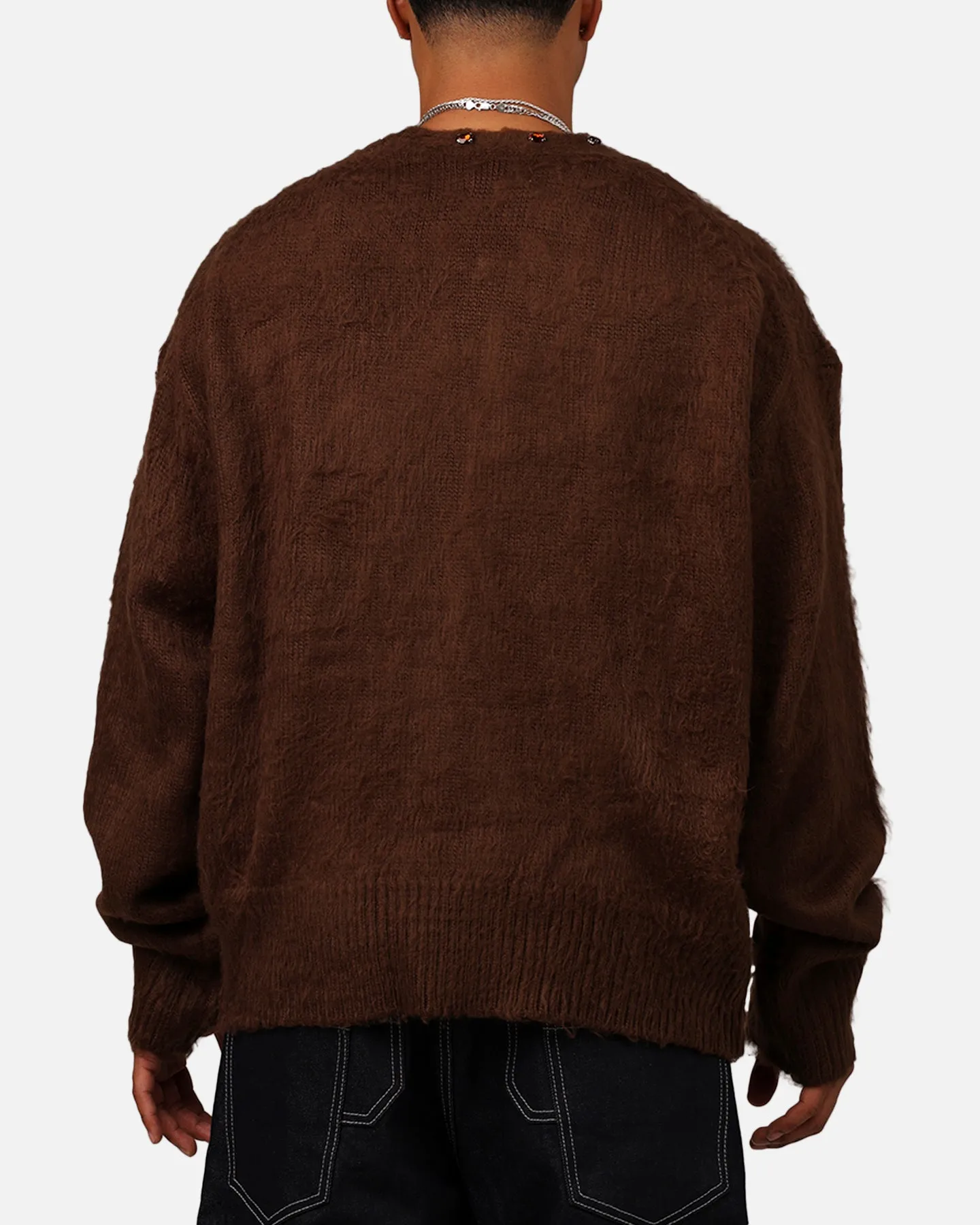 MNML Sky Jewelled Cardigan Sweater Brown