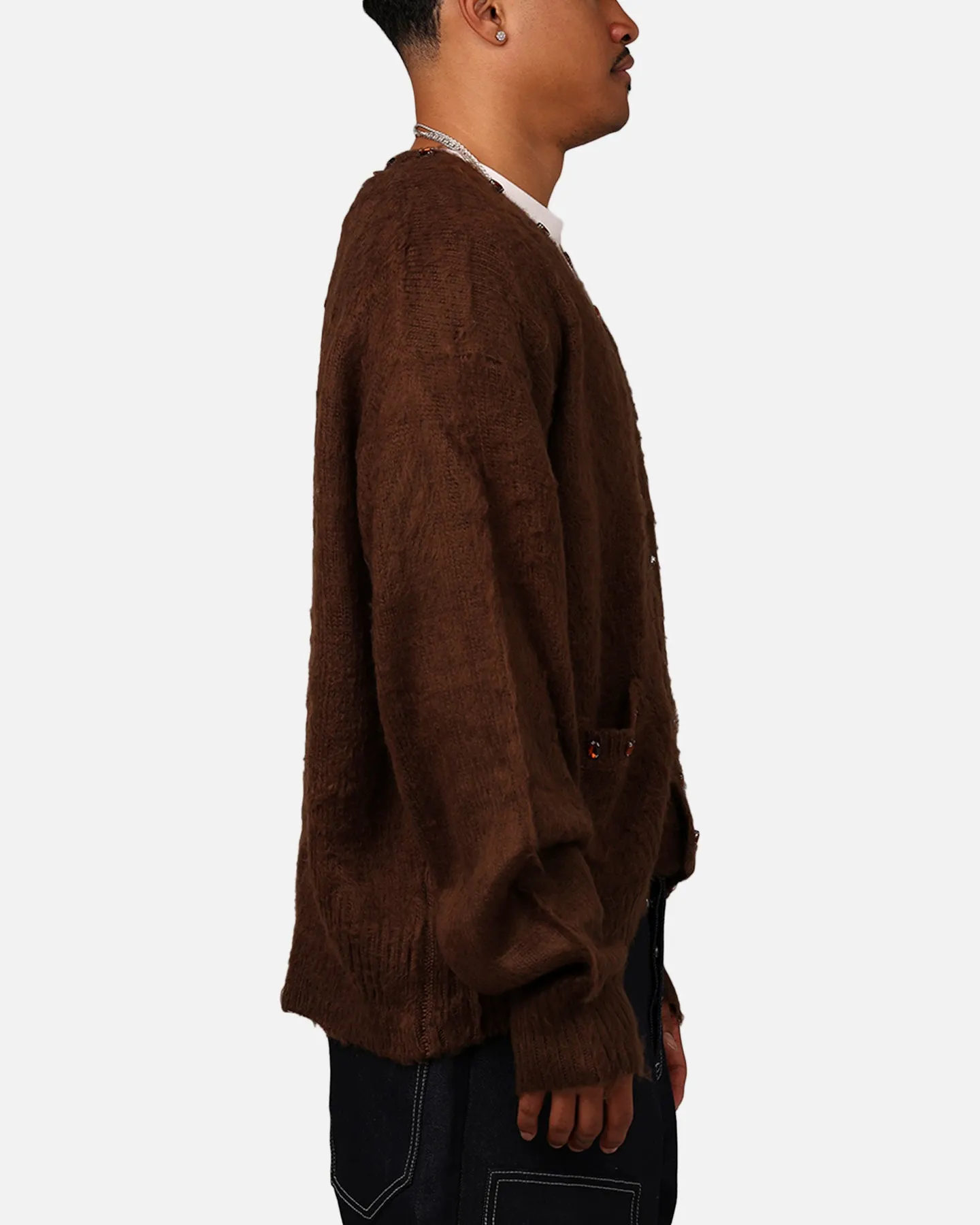 MNML Sky Jewelled Cardigan Sweater Brown