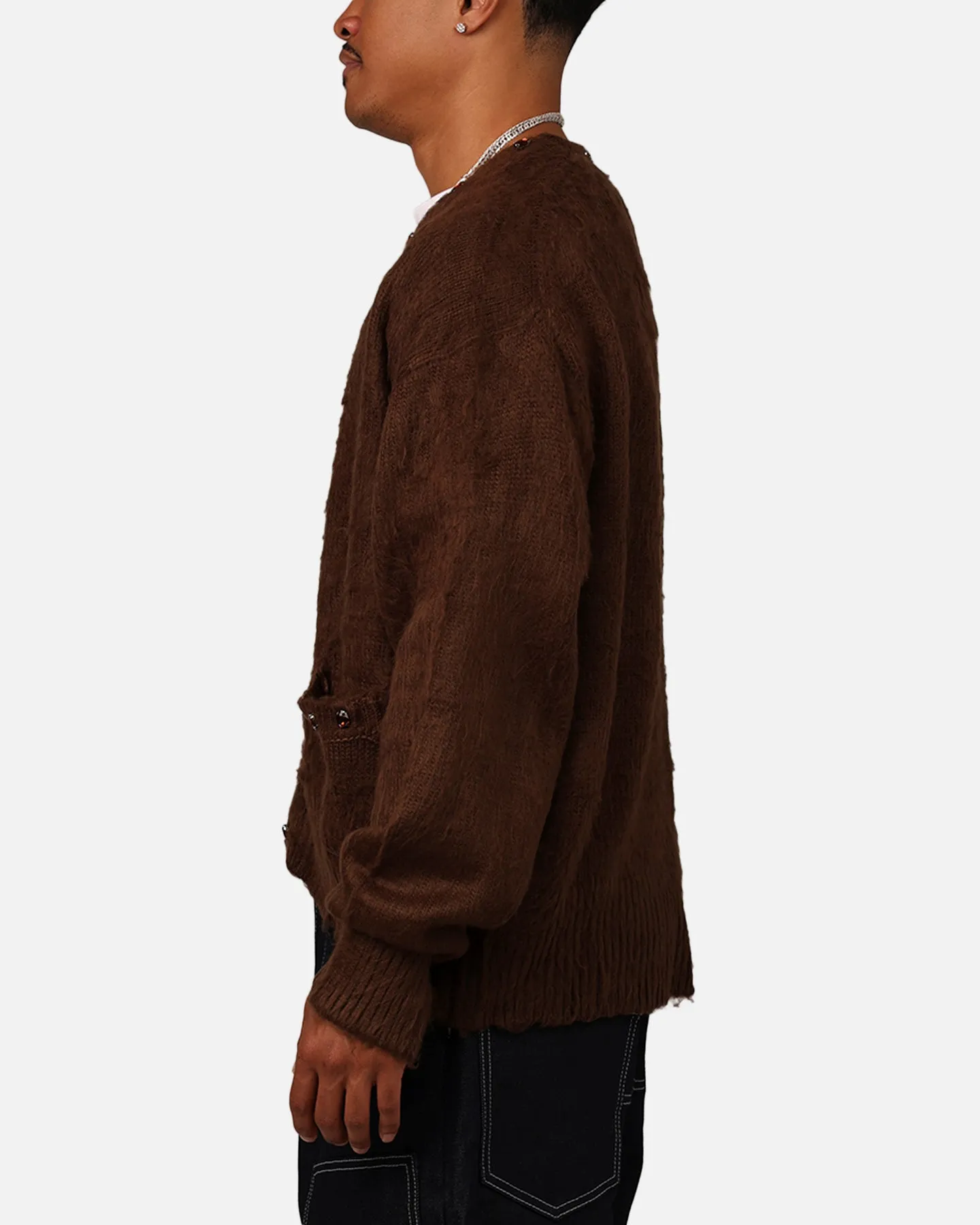 MNML Sky Jewelled Cardigan Sweater Brown