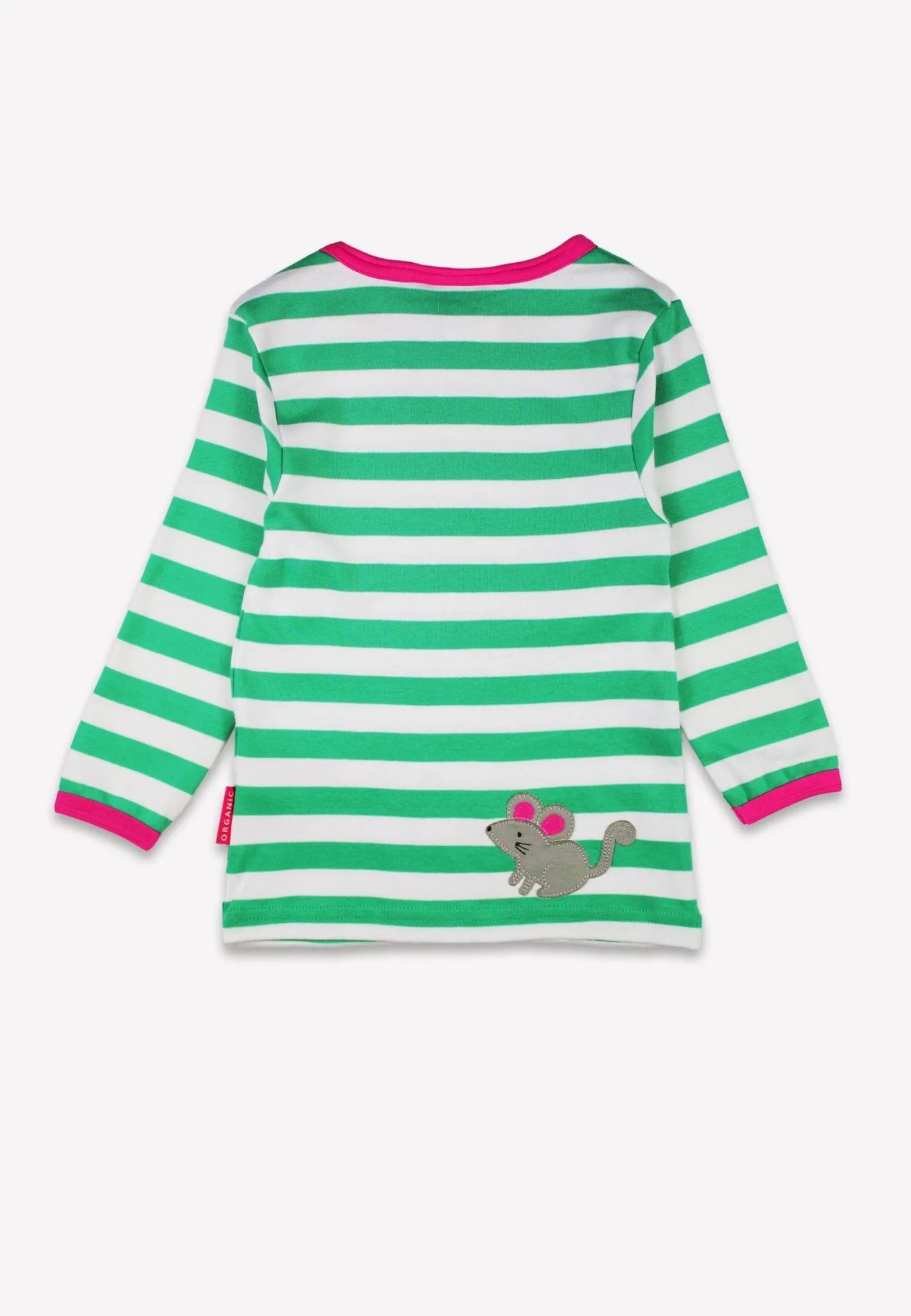 Organic Green Kitten Applique Long-Sleeved T-Shirt