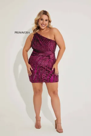 Primavera Couture 14066 One Shoulder Cocktail Dress Sequins Plus Sized Curvy