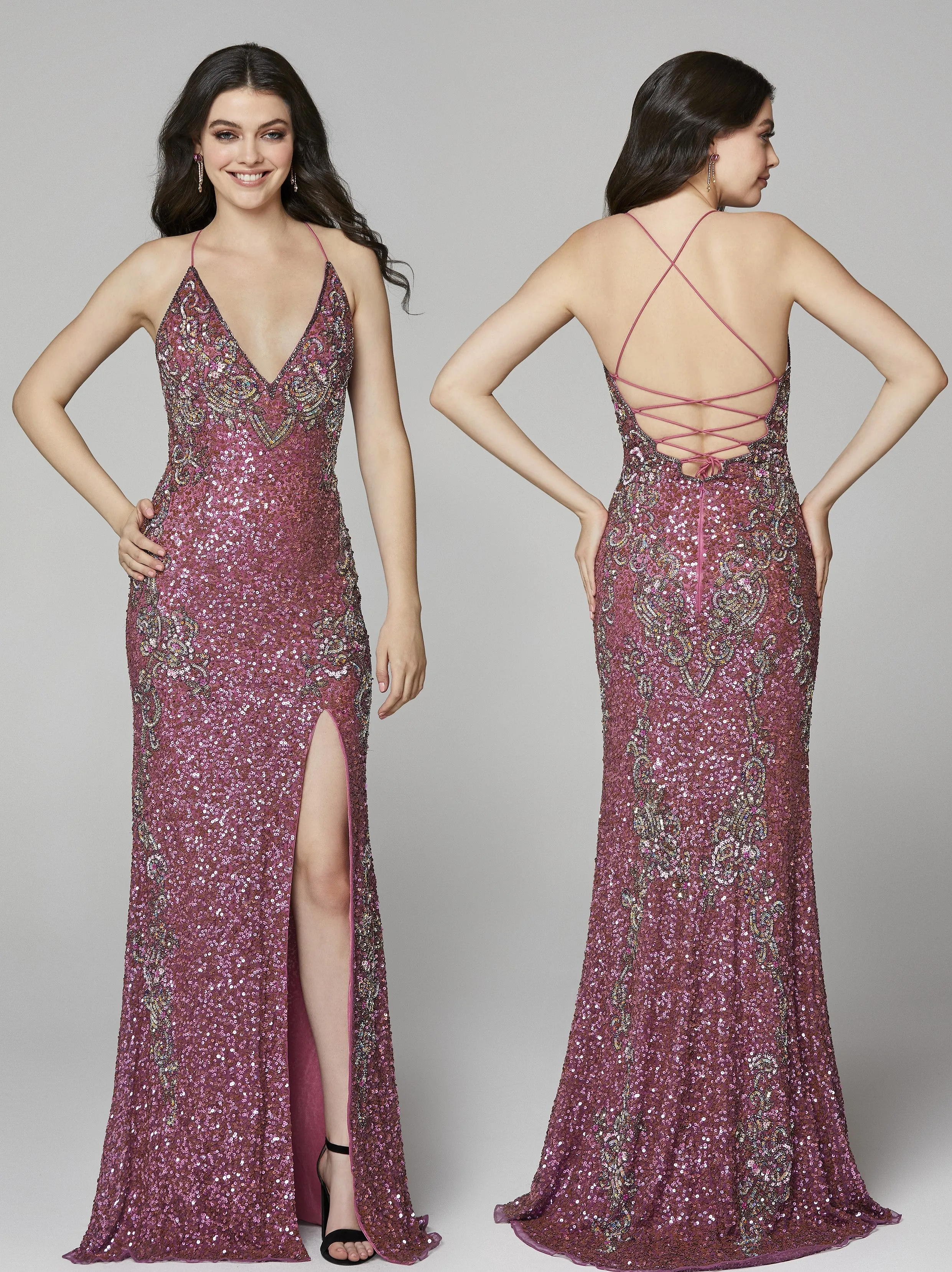 Primavera Couture 3211 Size 6 Turquoise Sequin Prom Dress Pageant Gown Evening Formal Wear Side Slit