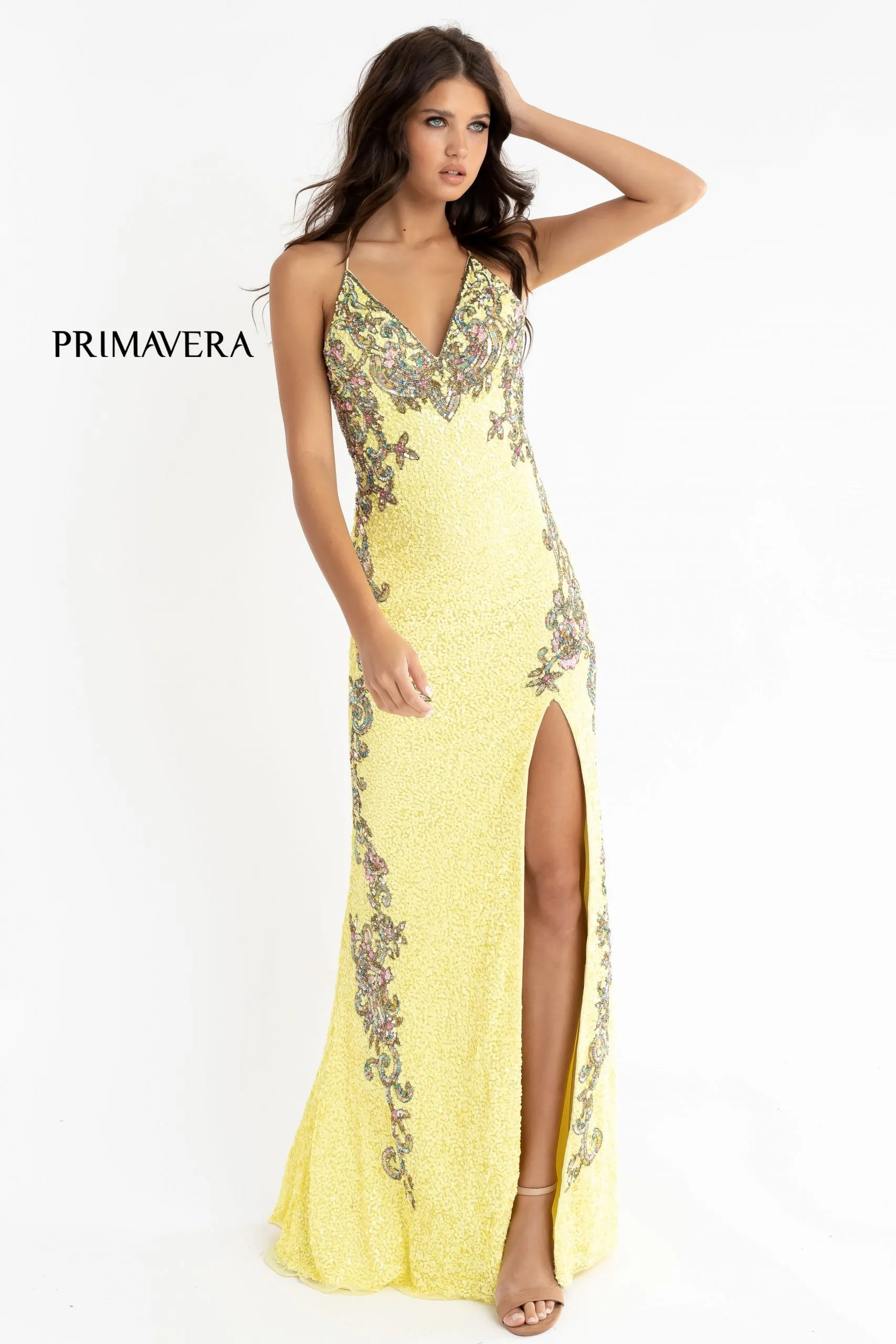 Primavera Couture 3211 Size 6 Turquoise Sequin Prom Dress Pageant Gown Evening Formal Wear Side Slit