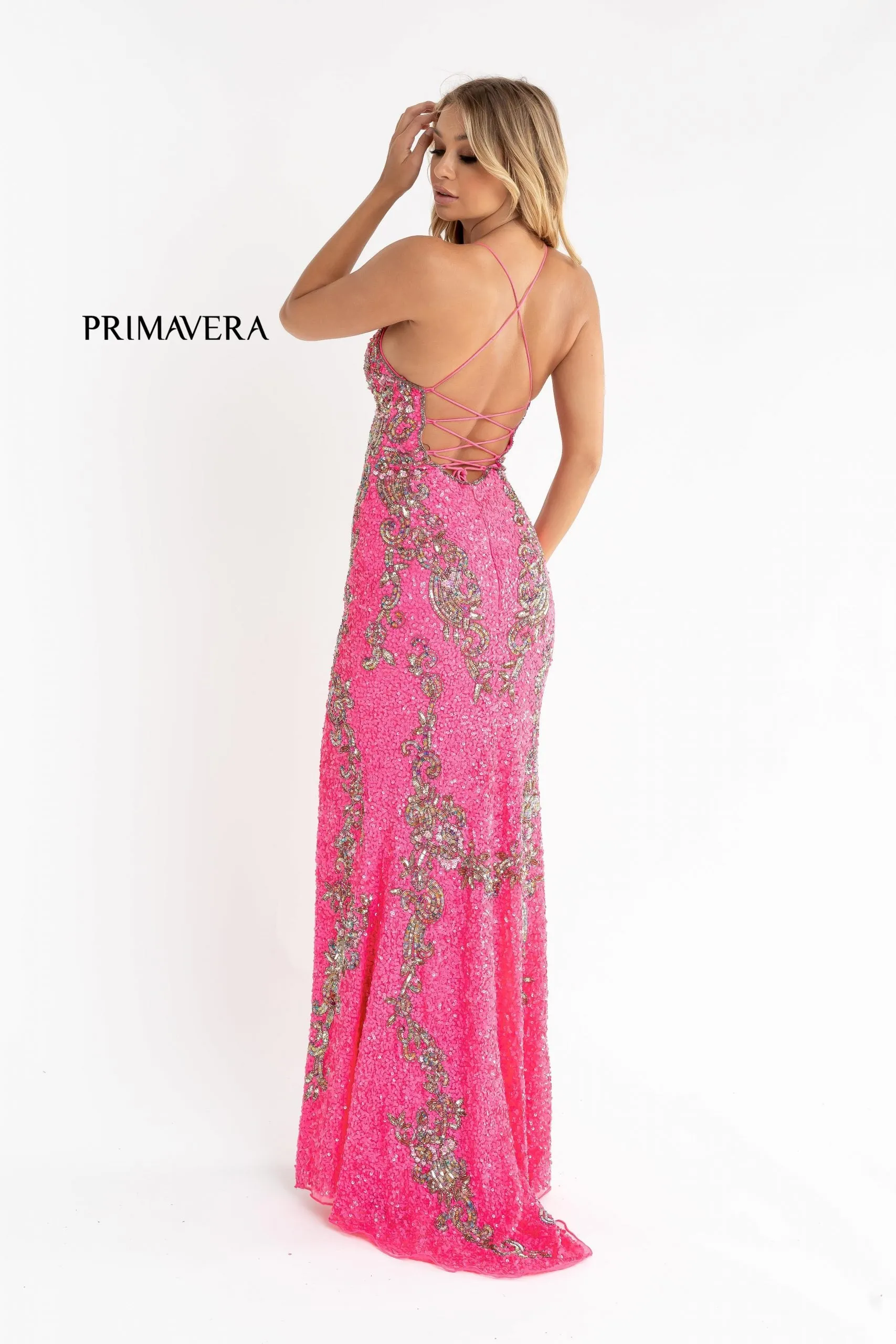 Primavera Couture 3211 Size 6 Turquoise Sequin Prom Dress Pageant Gown Evening Formal Wear Side Slit