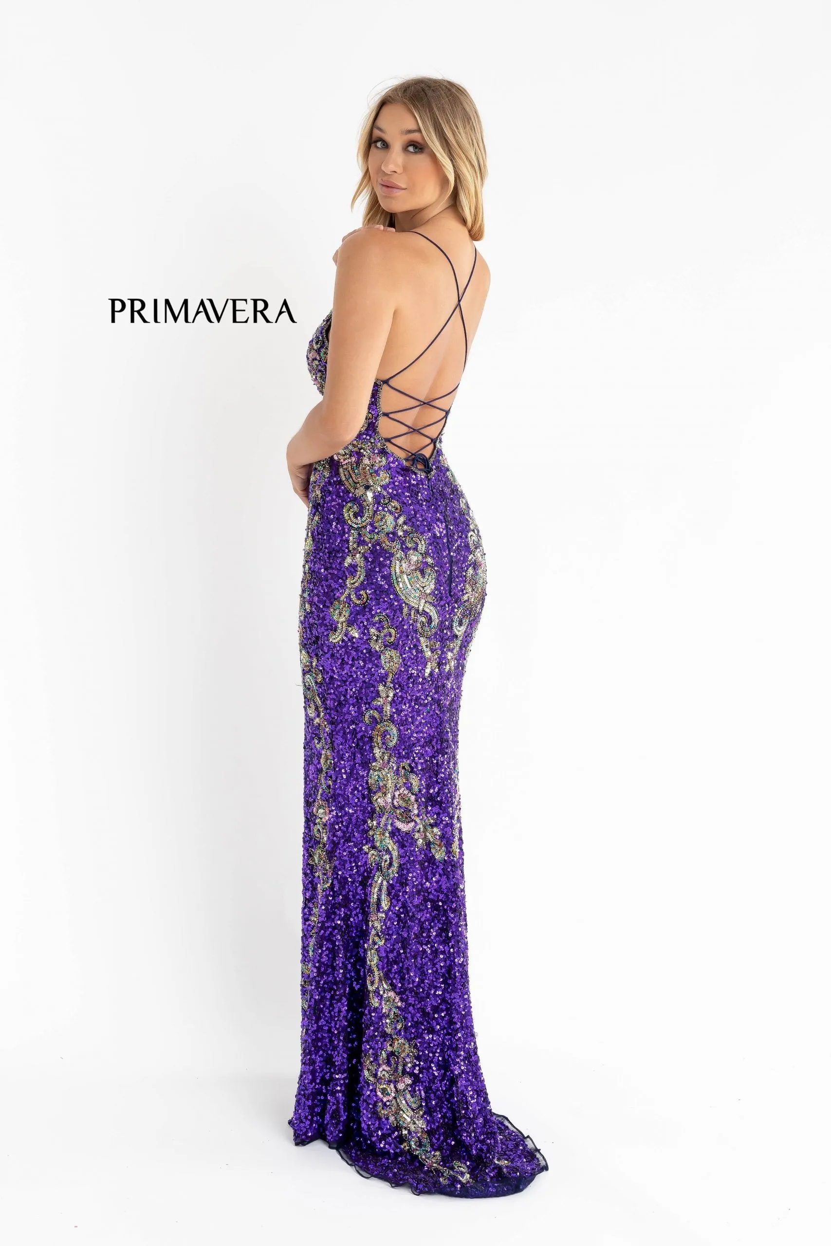 Primavera Couture 3211 Size 6 Turquoise Sequin Prom Dress Pageant Gown Evening Formal Wear Side Slit