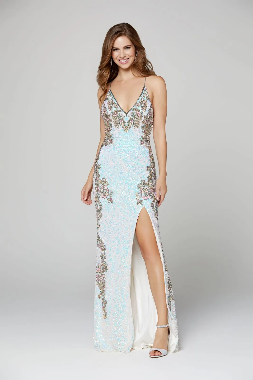 Primavera Couture 3211 Size 6 Turquoise Sequin Prom Dress Pageant Gown Evening Formal Wear Side Slit