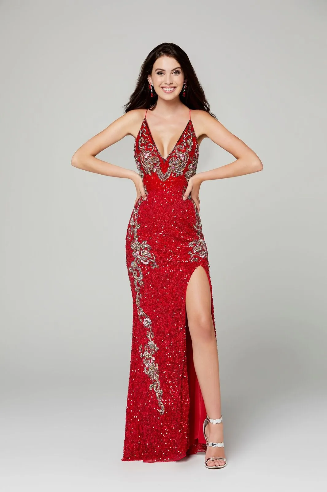 Primavera Couture 3211 Size 6 Turquoise Sequin Prom Dress Pageant Gown Evening Formal Wear Side Slit