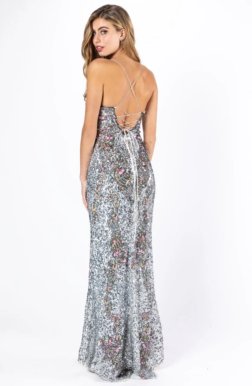 Primavera Couture 3211 Size 6 Turquoise Sequin Prom Dress Pageant Gown Evening Formal Wear Side Slit