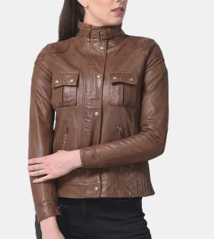 Reagan Women's Bronze Leather Jacket