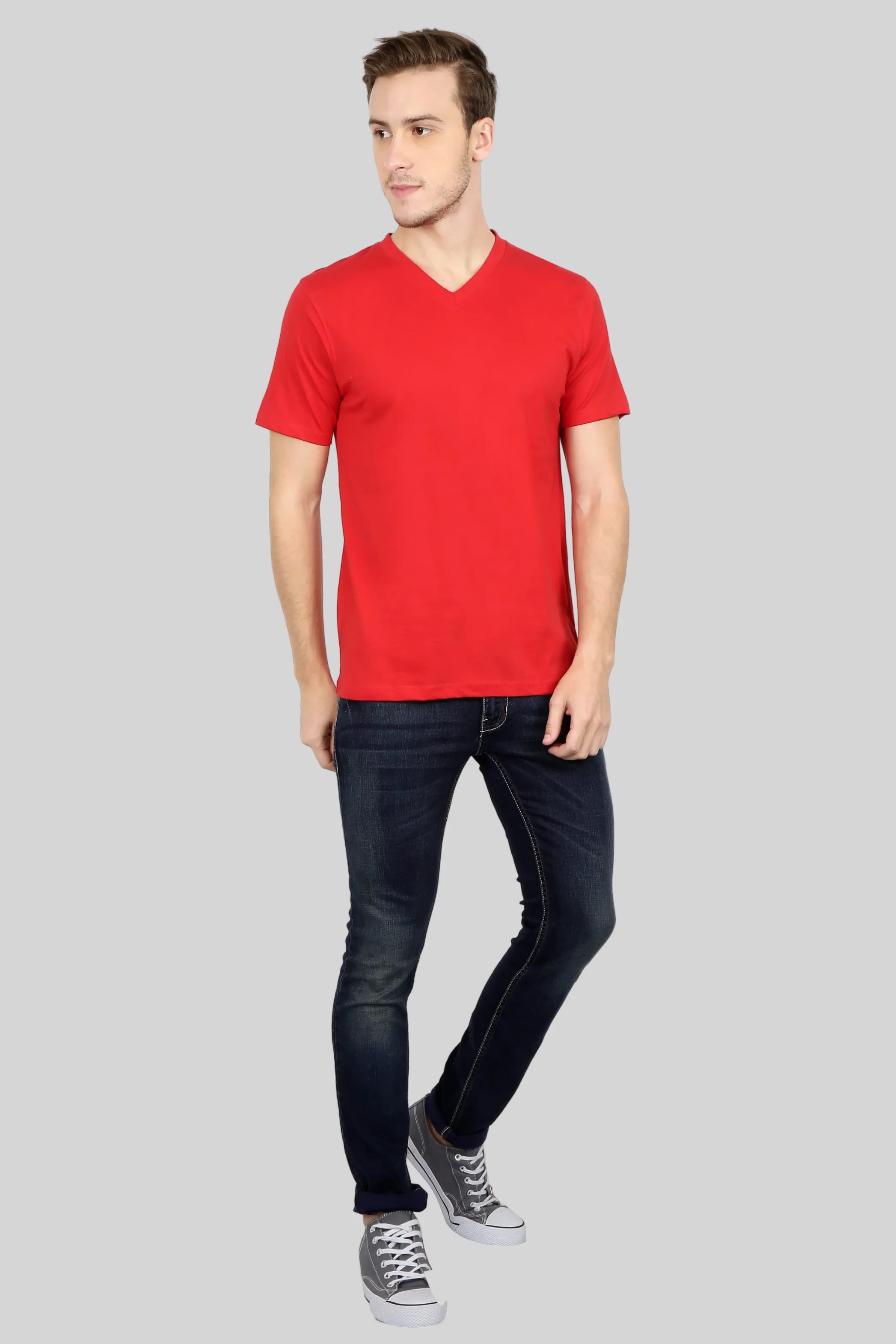 Red V Neck T-shirt for men