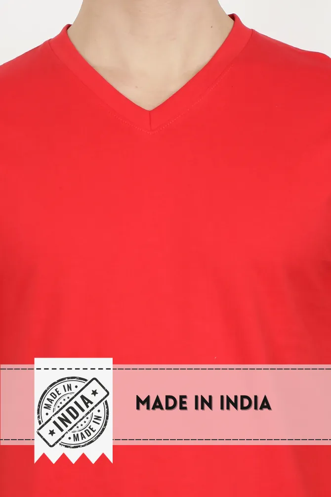 Red V Neck T-shirt for men