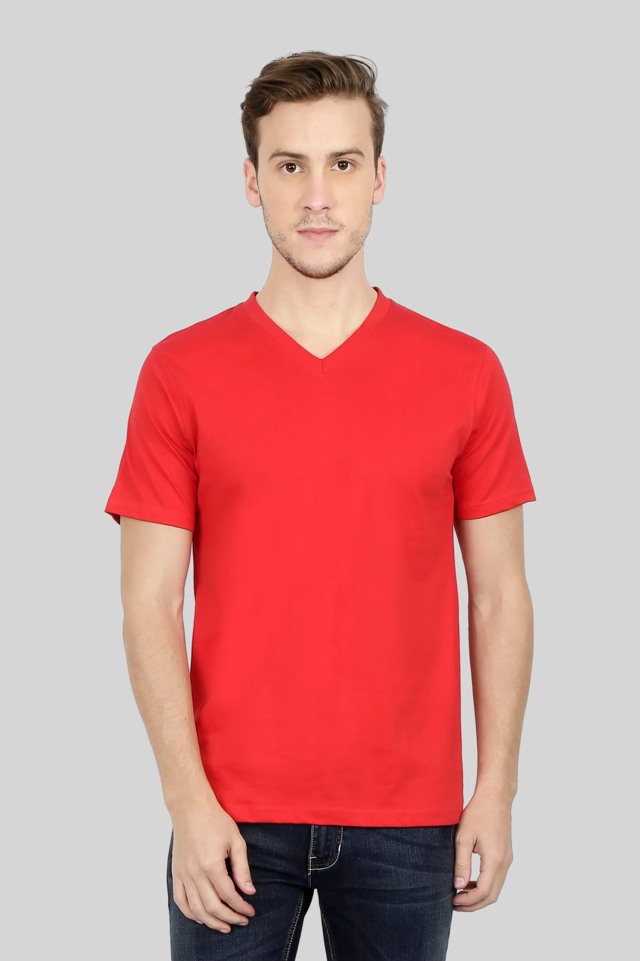 Red V Neck T-shirt for men
