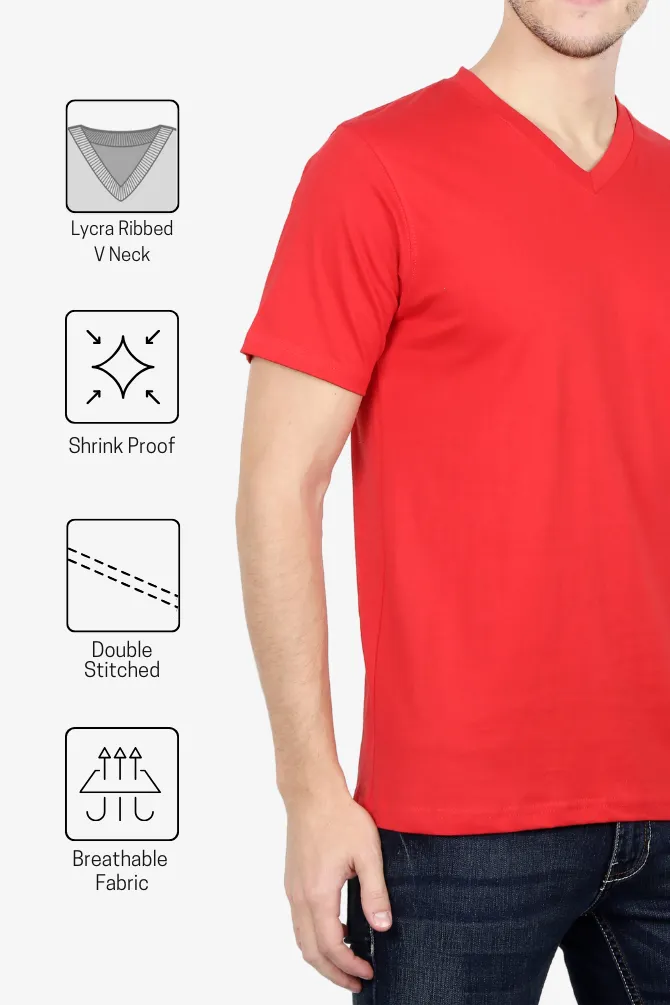 Red V Neck T-shirt for men