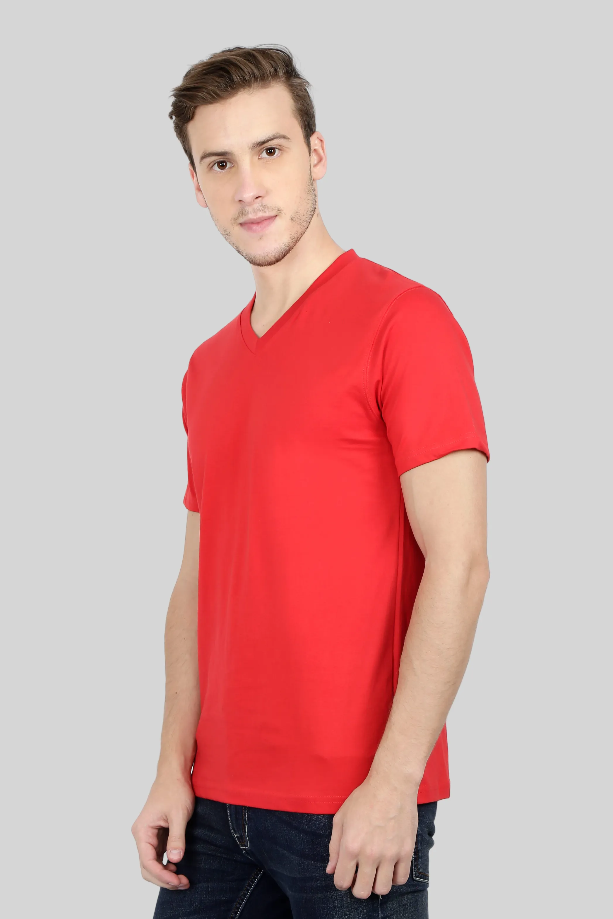 Red V Neck T-shirt for men
