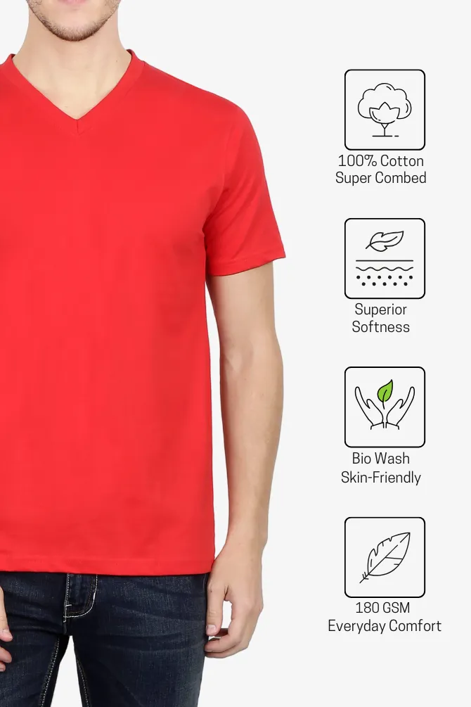Red V Neck T-shirt for men