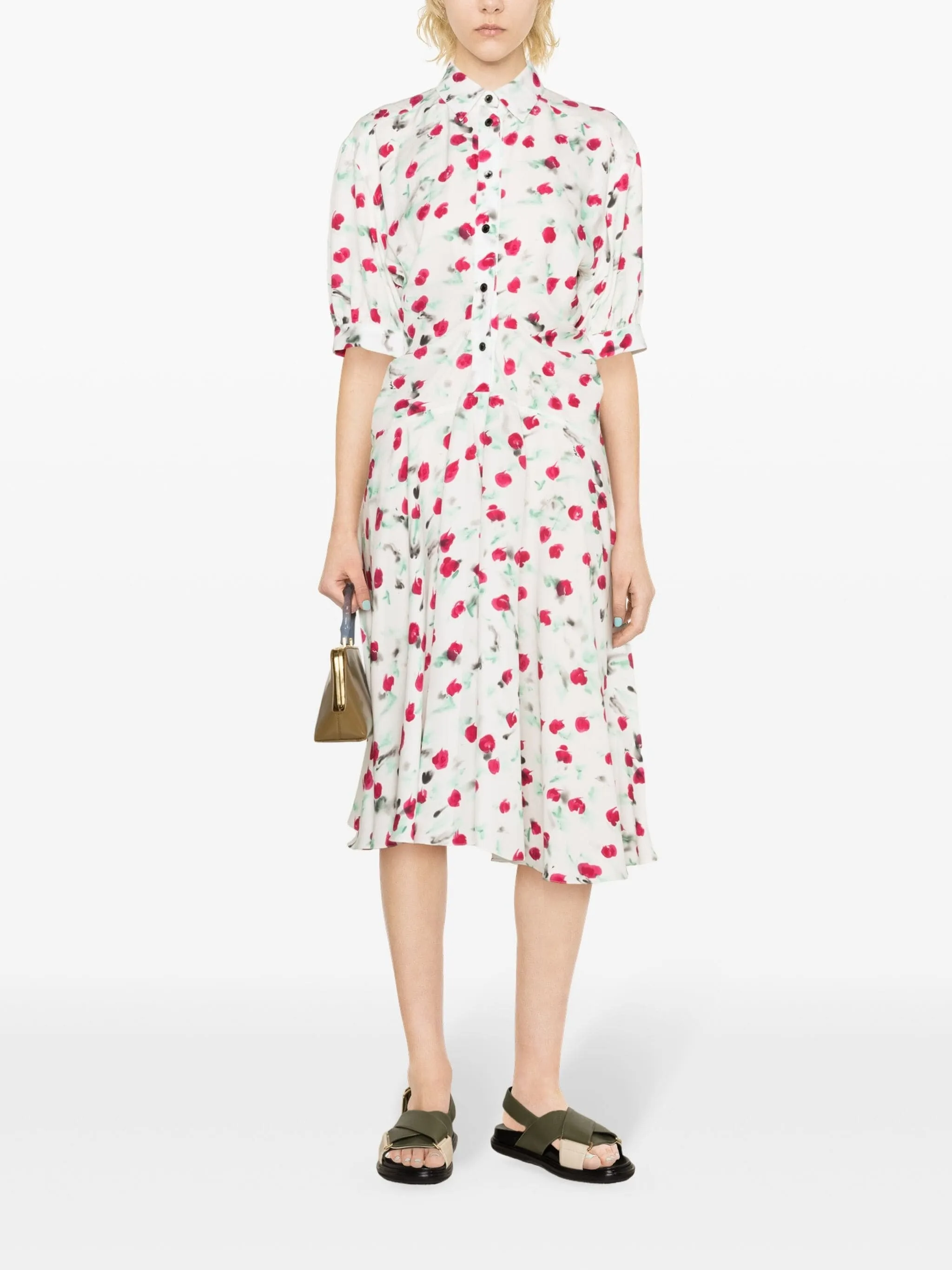 REVERIE-PRINT CREPE MIDI DRESS
