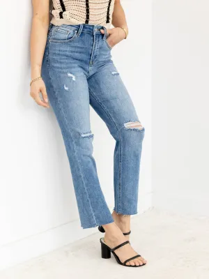 RISEN Medium High Rise Crop Slim Straight