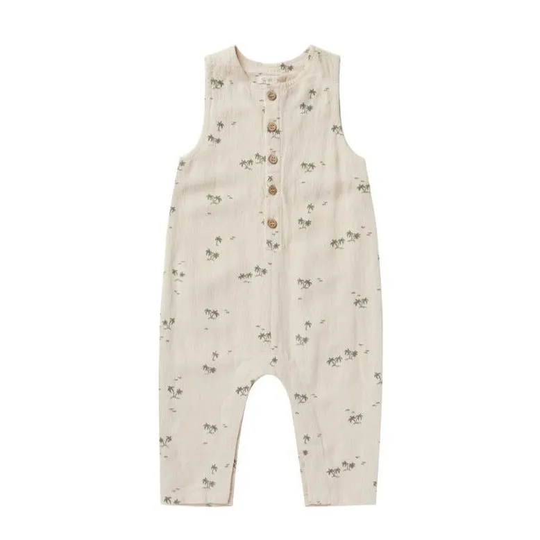Rylee   Cru Button Jumpsuit - Natural Palms