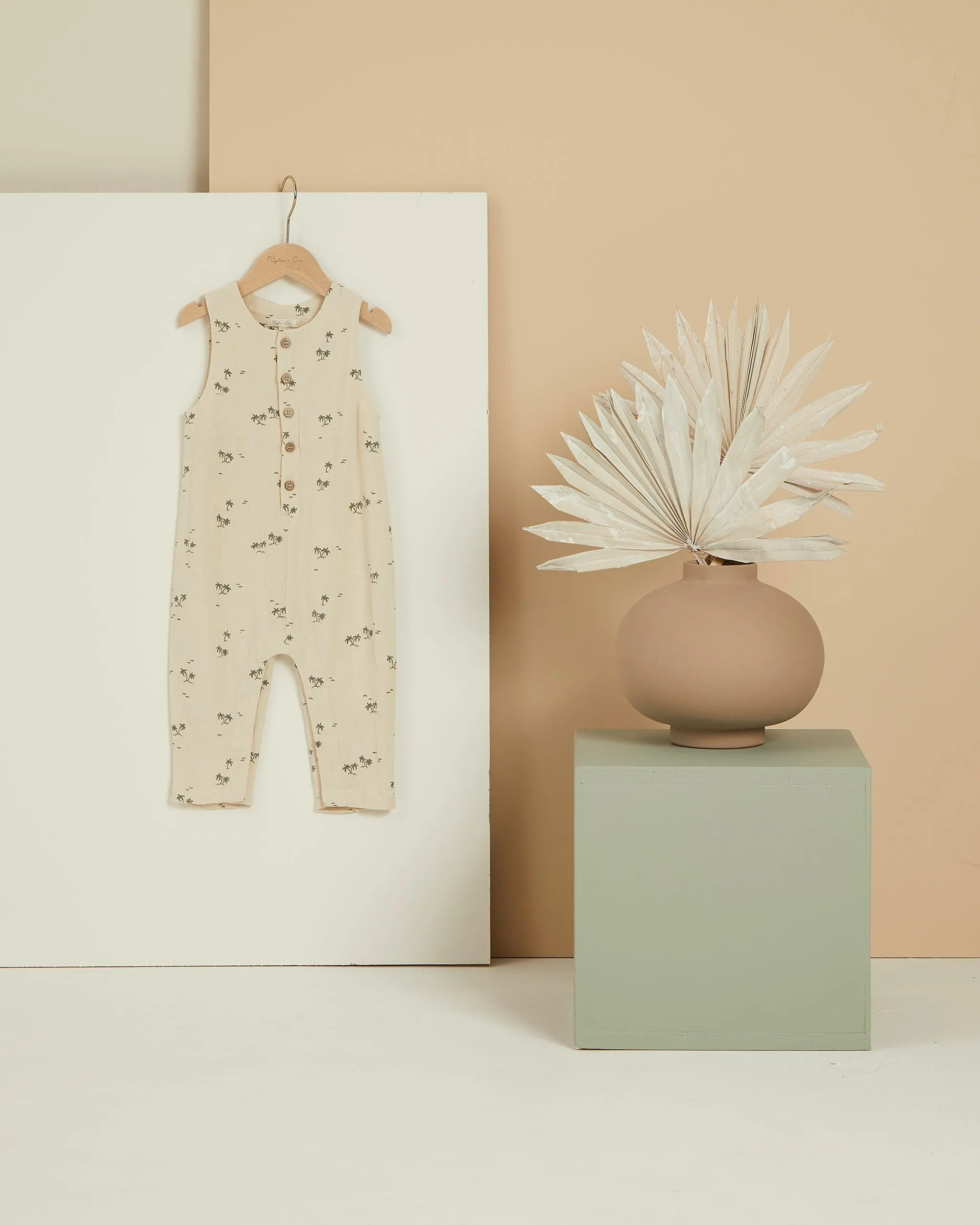 Rylee   Cru Button Jumpsuit - Natural Palms