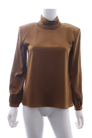 Saint Laurent Draped Collar Silk-Satin Blouse