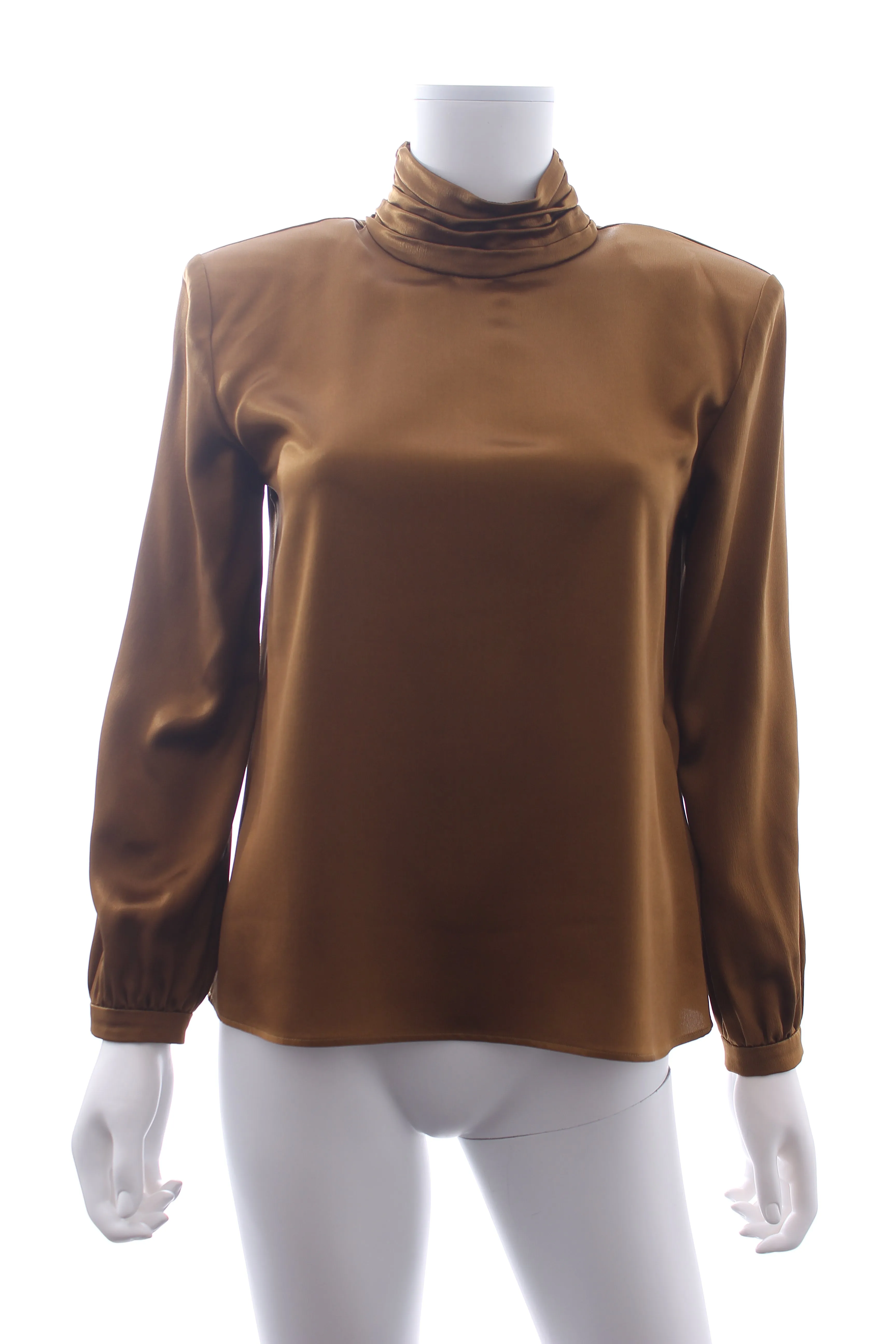 Saint Laurent Draped Collar Silk-Satin Blouse