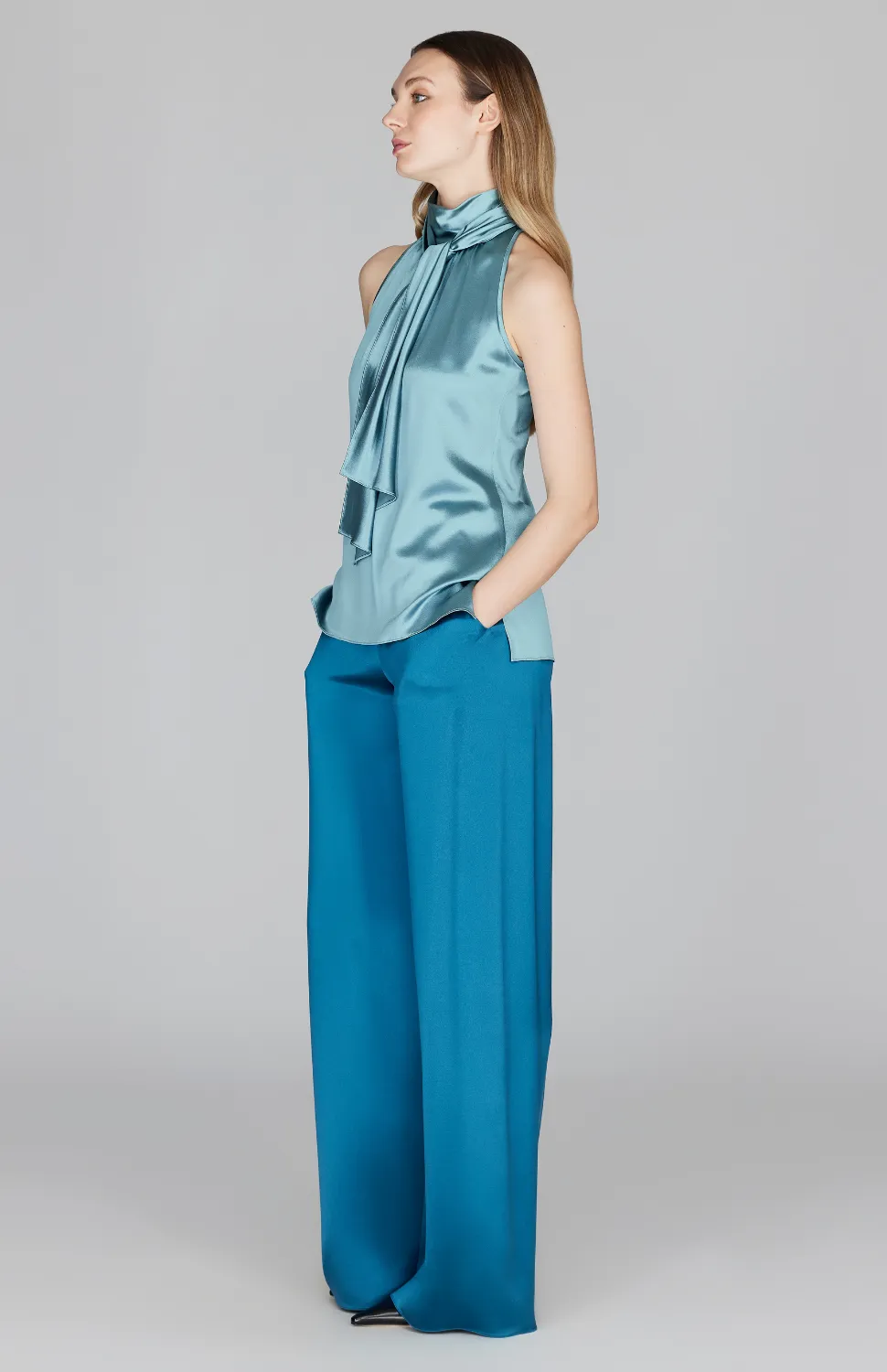Satin Tie Neck Top