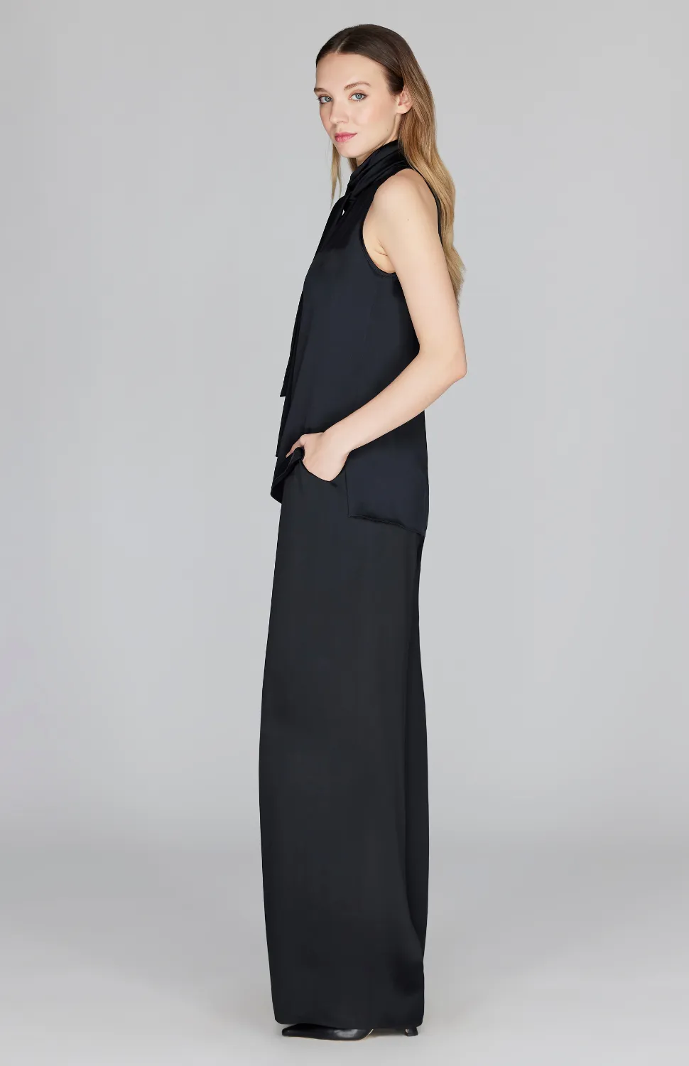 Satin Tie Neck Top