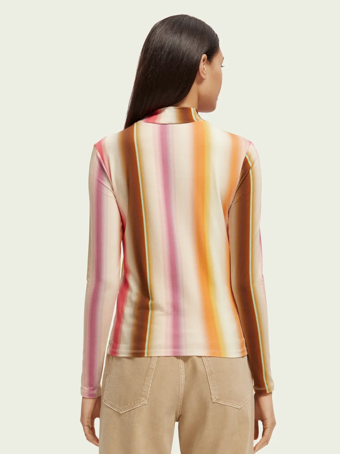 Slim Fit Mock Neck Printed Long Sleeve Shirt