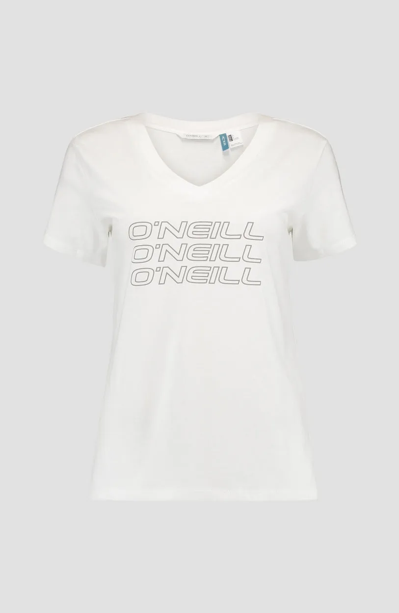 Triple Stack V-Neck T-Shirt | Powder White