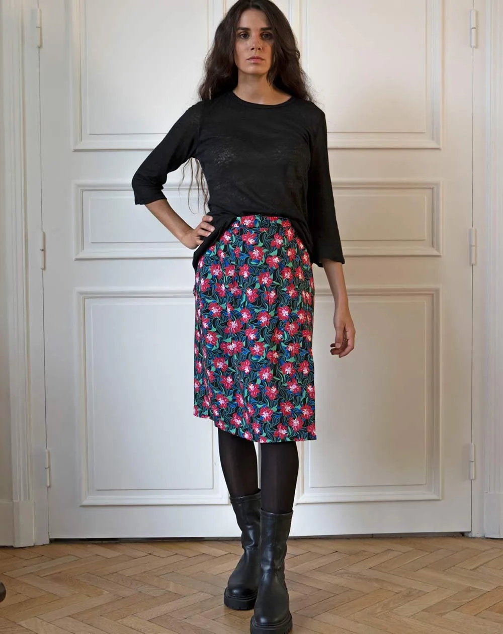 Zana Wrap Skirt Hibiscus